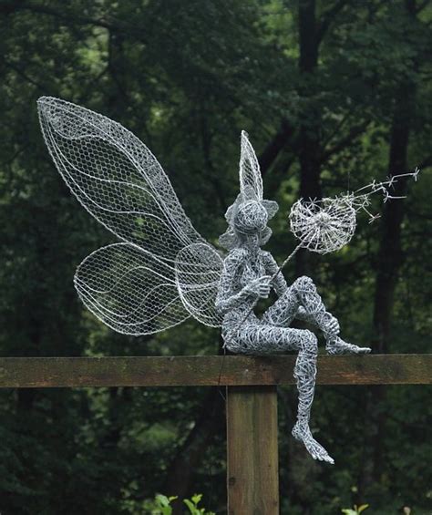 Robin Wight Fantasy Wire Fairies Sculptures Garden Art Sculptures