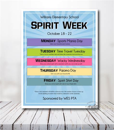 School Spirit Week Flyer Template School Spirit Week Etsy