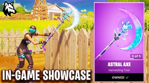 Fortnite Astral Axe Pickaxe Gameplay In Game Showcase And Review Youtube