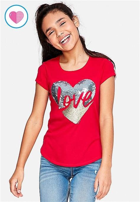 Love Flip Sequin Girls Graphic Tee Shirts For Girls Girls Outfits