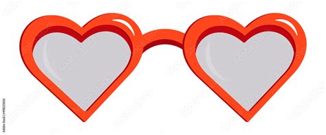 Red Heart Shaped Sunglasses In Cartoon Style Vector Clipart Isolated On A White Background