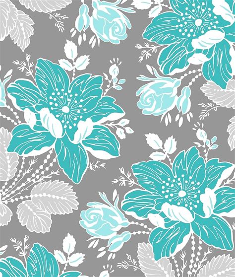 .custom design #pattern #floral pattern #food pattern #misc pattern #lemons #green #white #gray #yellow #palette: "Teal Grey Vintage Floral Pattern" by dreamingmind | Redbubble