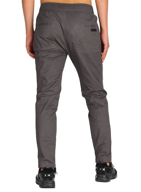 Mens Chino Cargo Pants Casual Trousers Cotton Twill Slim Fit Dark Grey