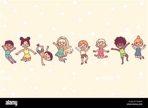 Vector Playing Kids Background Friends Having Fun Stock Vector Image