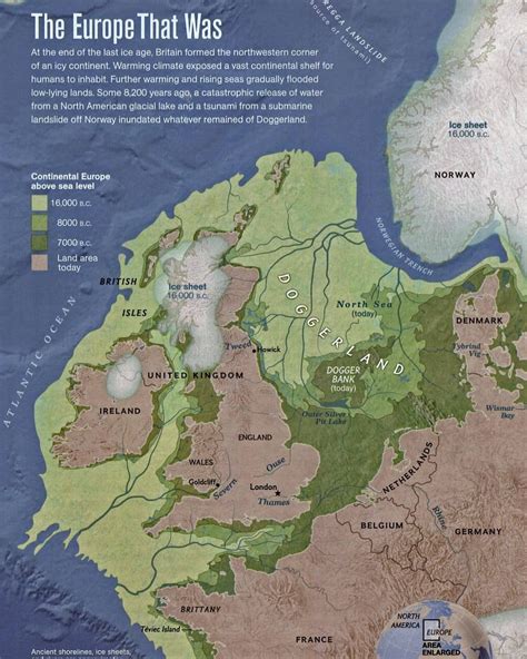 Map Of Europe Showing The Area Known As Doggerland Which Was Flooded