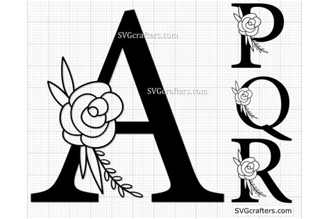 Rose Floral Alphabet Svg Floral Font Svg Graphic By Svgcrafters