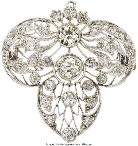 Edwardian Diamond Platinum Brooch Estate Jewelry Brooches Lot