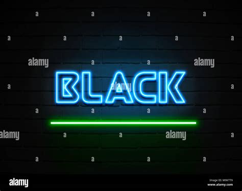 Black Neon Sign Glowing Neon Sign On Brickwall Wall 3d Rendered