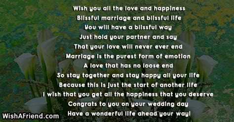 Check spelling or type a new query. Wish you all the love and happiness , Wedding Poem