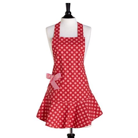 josephine red and pink polka dot vintage apron cute aprons polka dot aprons pink polka dots