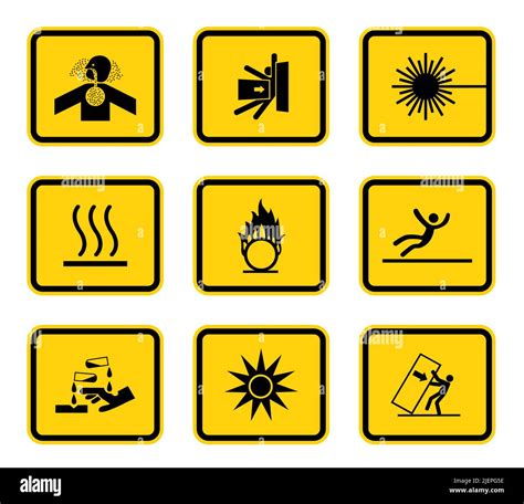 Warning Hazard Symbols Labels Sign Isolated On White Background Vector
