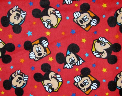 Mickey Mouse Flannel Fabric Out To Play Star By Fabricfrantic