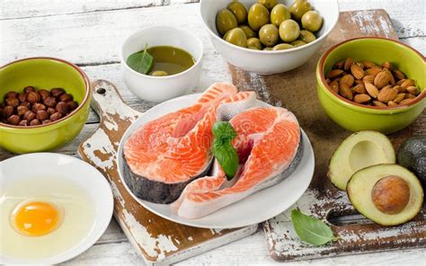 Food Sources Of Unsaturated Fats Stock Photo Image Of Fish