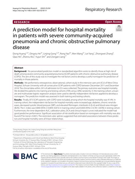 Pdf A Prediction Model For Hospital Mortality In Patients With Severe