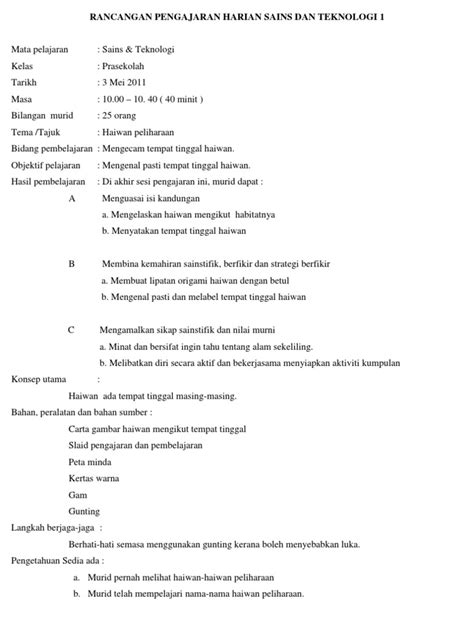 Free unlimited pdf search and download. Contoh Rancangan Pengajaran Harian Prasekolah Kspk Bahasa ...