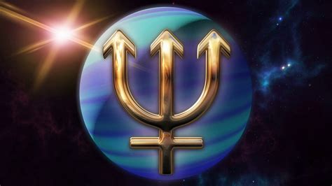 Animated Neptune Zodiac Horoscope Symbol And Planet 3d Rendering 4k