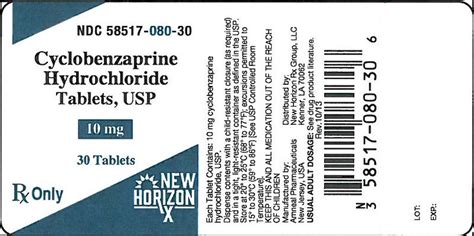 Cyclobenzaprine Hydrochloride New Horizon Rx Group Llc Fda Package