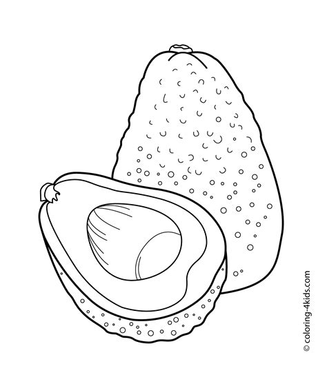 Coloring page, drawing, picture, school, education, primary school, educational image: Avocados fruits coloring pages for kids, printable free ...