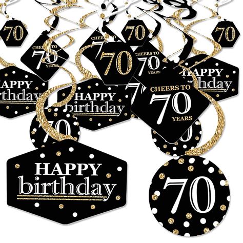 Adult 70th Birthday Gold Birthday Party Hanging Decor Party Decoration Swirls Set Of 40
