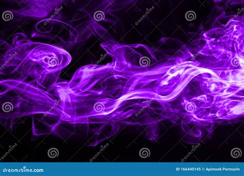 Purple Smoke Abstract On Black Background For Design Ink Water Color