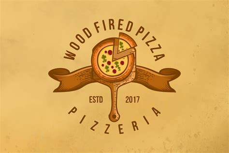 Vintage Wood Fired Pizza Logo Designs Inspiration Isolated On White