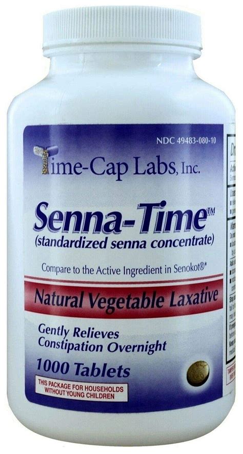 Senna Time Generic For Senokot Natural Vegetable Laxative Senna 8 6 Mg 1000 Tablets Per Bottle