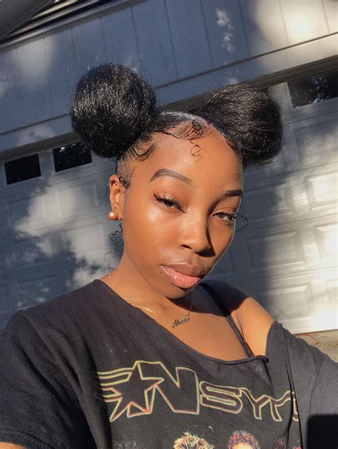 Fresh Two Bun Hairstyles For Black Hair With Weave For Short Hair