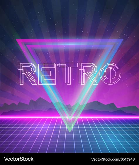 1980 Neon Poster Retro Disco 80s Background Made Vector Image