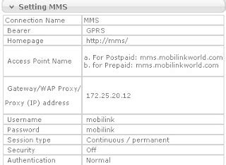 GPRS Wap MMS Settings For Mobilink Jazz Manual Settings