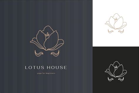 Linear Template Logo Symbols With Luxury Lotus On A Nude Background