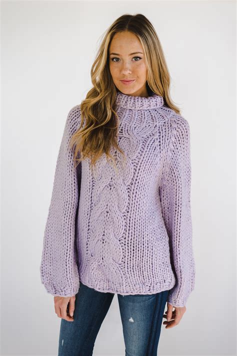 The Chunky Cable Knit Sweater In Lilac Cable Knit Sweaters Sweaters