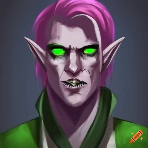 Dnd Art Of An Evil Handsome Male Elf With Pink And Green Hair On Craiyon