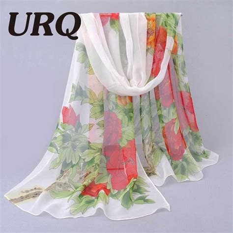 Spring Long Chiffon Silk Scarves Floral Style Beautiful Spring Flower Scarf Women Scarves Sheer