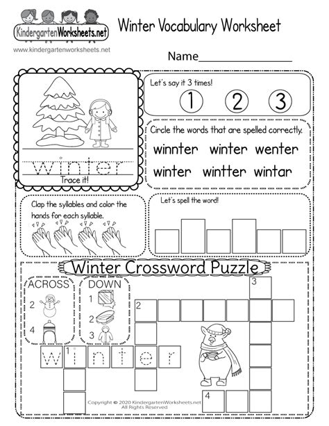 Winter Vocabulary Worksheet Free Printable Digital And Pdf