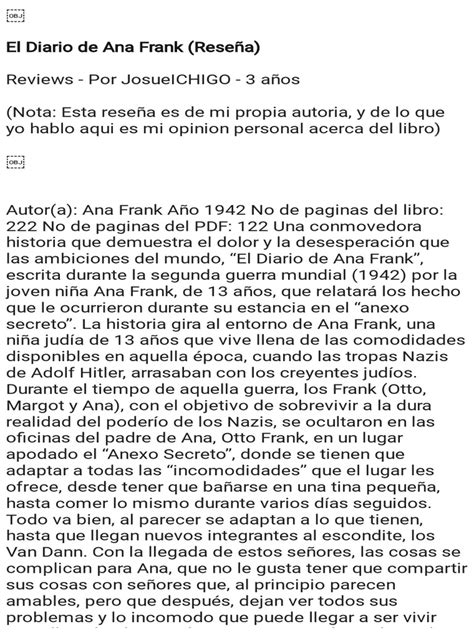 Reseña Libro Anna Frank Pdf Anne Frank Agitación
