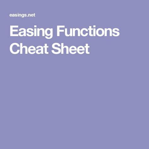 Easing Functions Cheat Sheet After Effect Tutorial Web Design