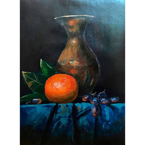Painting With An Orange Original Painting In Acrylic Pastel Etsy