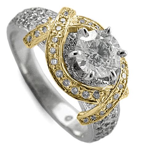 Anzor Jewelry 14k Solid White And Yellow Gold Diamond Anniversary