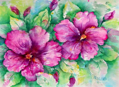 Martha Kisling Art With Heart Hibiscus Lace Original Watercolor By