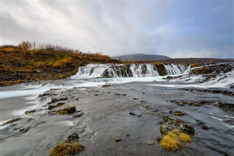 Bruarfoss In Iceland The Mystery Of The Blue Waterfall Stock Image