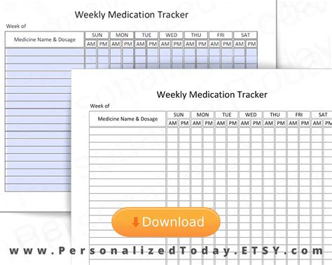 Weekly Medication Tracker Pdf Download Printable Print And Etsy