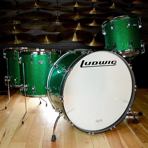 Ludwig Classic Maple 14161826 4pc Zep Drum Kit Green Sparkle