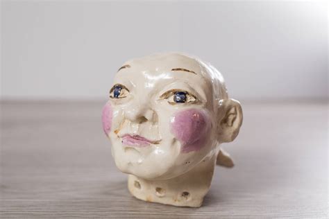 Ceramic Doll Head Vintage 1970s Canadiana Handmade Ceramic Figuring Art