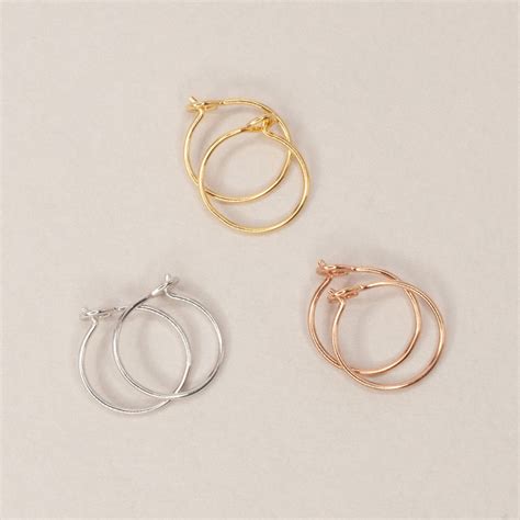 Thin Gold Hoops Simple Hoop Earrings Tiny Gold Hoops Second Etsy