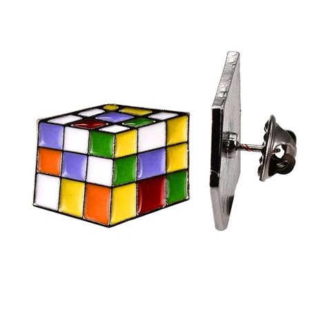 25x20mm Enamel Retro Rubix Cube Pin Badge Black Plated 1pc Beads