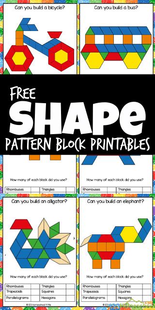 Free Printable Shape Pattern Block Templates Math Activity In 2022