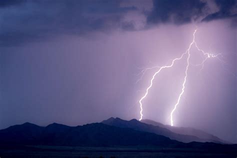 6 Second Exposure Of A Thunderstorm Passing Through A Dessert In New