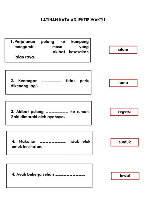 Bina Ayat Kata Adjektif Waktu Tahun Image Result For Latihan Kata My