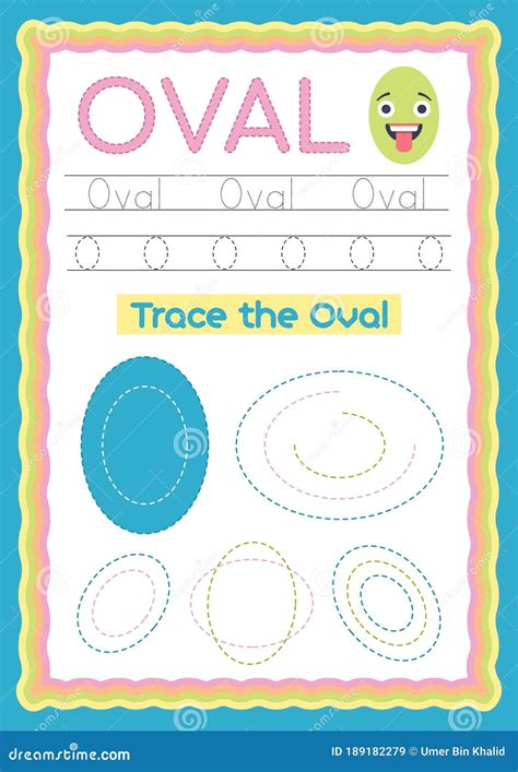 Preschool Colorful Oval Shape Tracing And Writing Daily Printable A4
