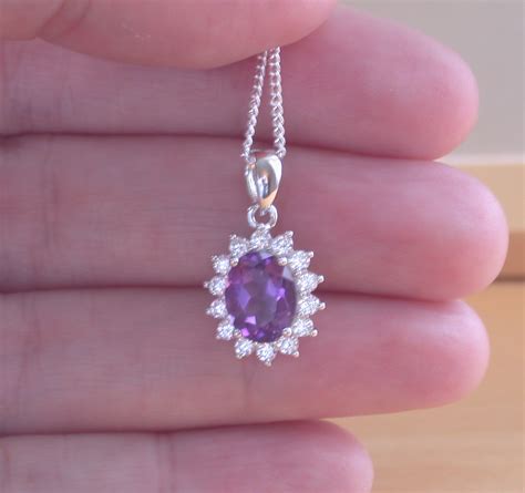 Sterling Silver Amethyst Pendant Chain Silver Amethyst Necklace Uk